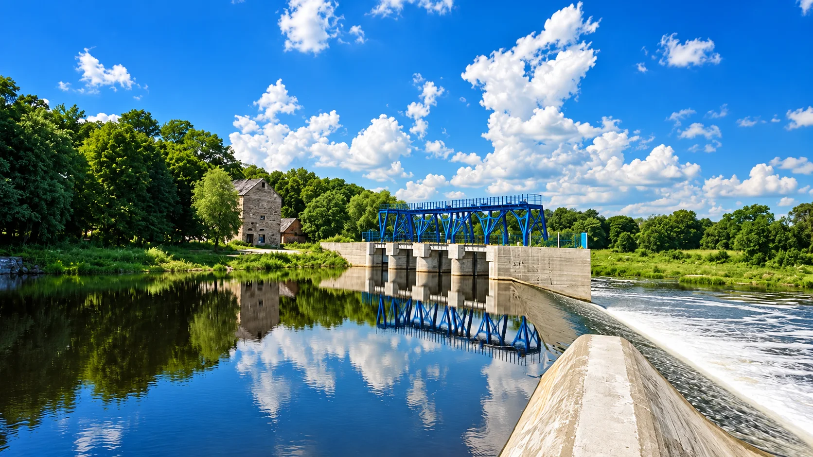 Плотина на реке Шешупе в Краснознаменске